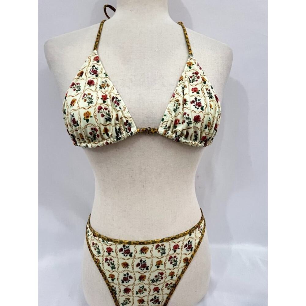 HEAVY MANNERS Sz M Medium 2pc Bikini Swimsuit Swim Set Antique Floral - Picture 12 of 14